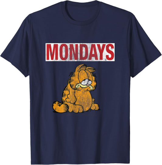 Garfield Hates Mondays Distressed Cat Cartoon T-Shirt