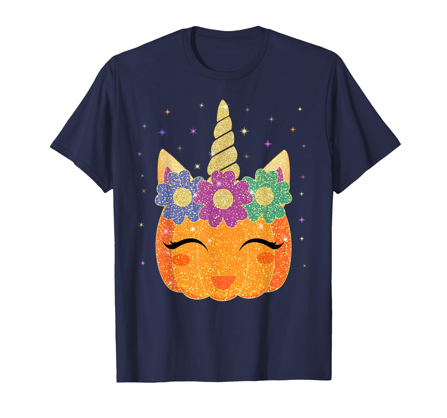 Unicorn Pumpkin - Halloween Thanksgiving Girls Boys T-Shirt