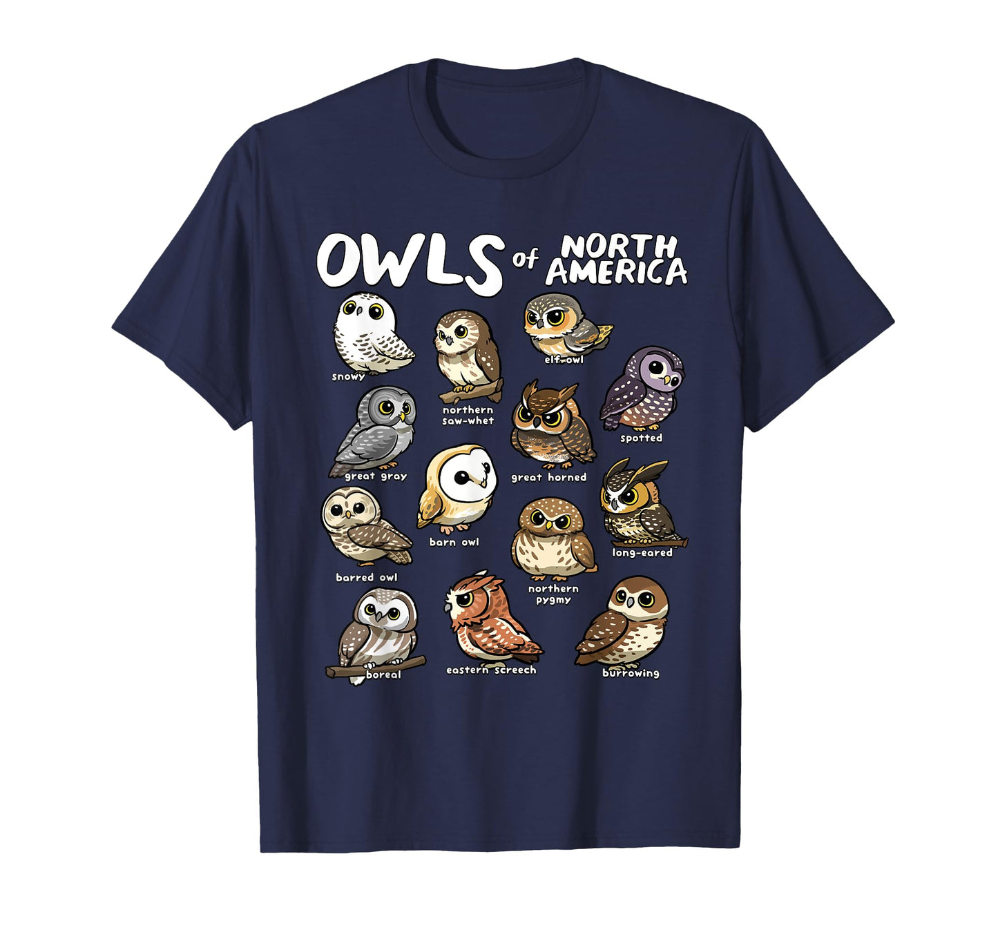 Owls of North America Shirt Birdwatcher Bird Lover Owl Lover T-Shirt