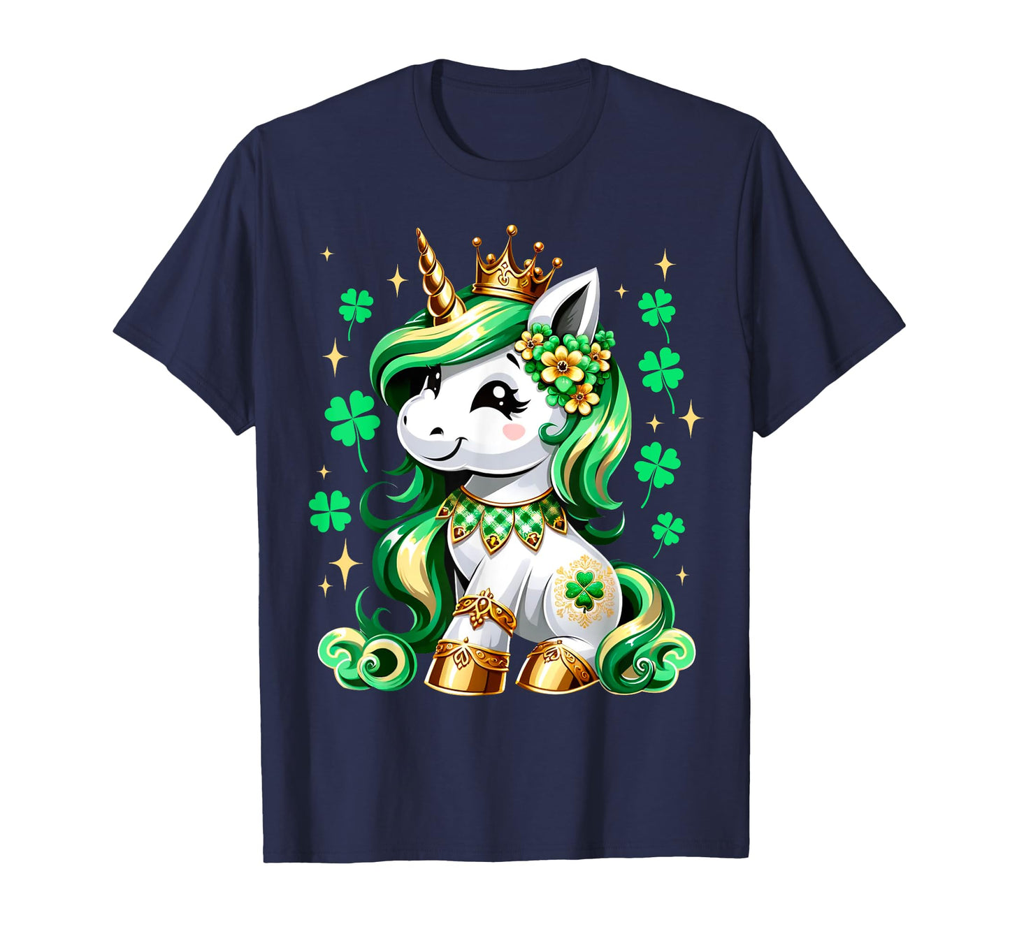 Cute Unicorn Shamrock St Patricks Day Girls Kids Lepricorn T-Shirt