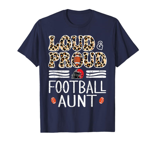 Leopard Loud & Proud American Football Aunt Family Women T-Shirt