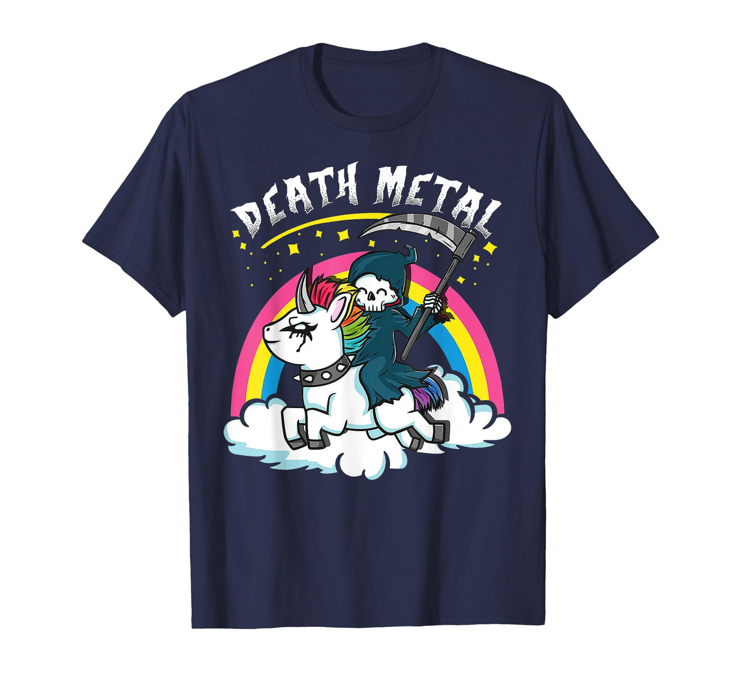 Funny Rainbow Skeleton Unicorn Death Metal Music Festival T-Shirt