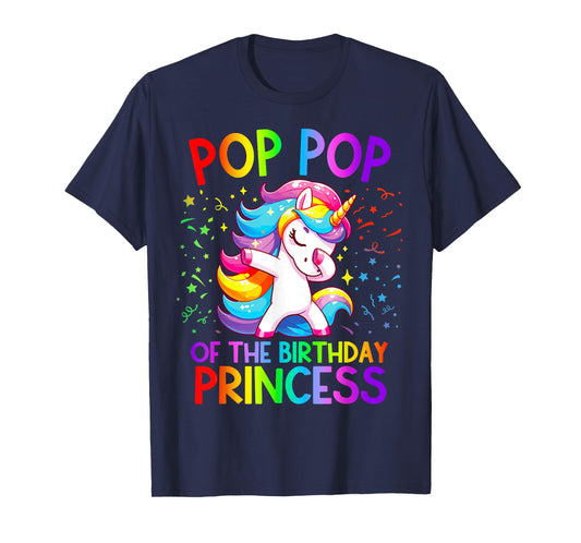Pop Pop of the Birthday Princess Girl Dabbing Unicorn T-Shirt