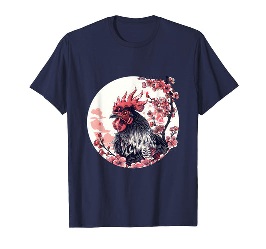 Japanese Cherry Blossom Aesthetic Chicken Farmer T-Shirt