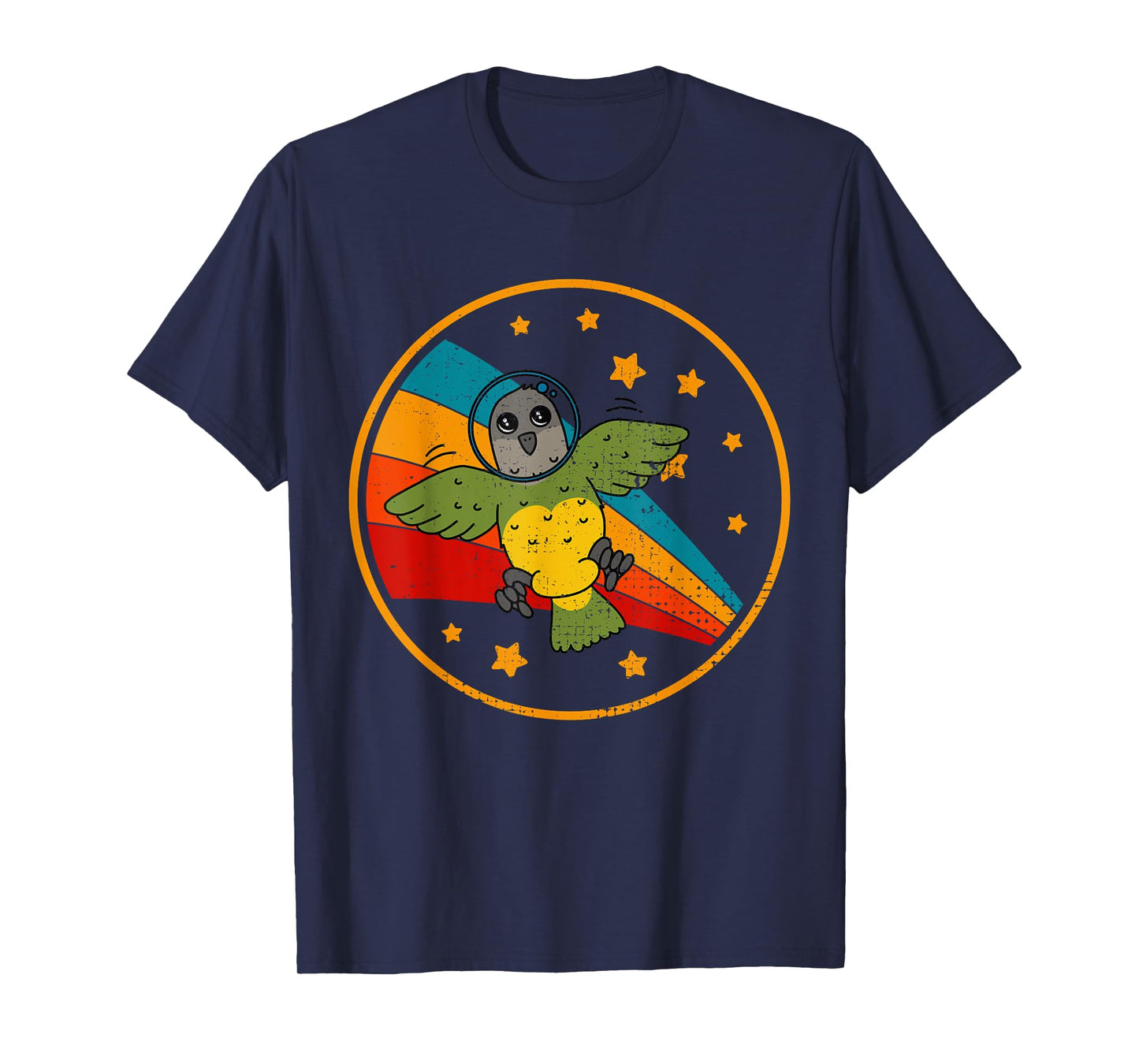 Cute Vintage Senegal Parrot Retro White Parrot In Space T-Shirt