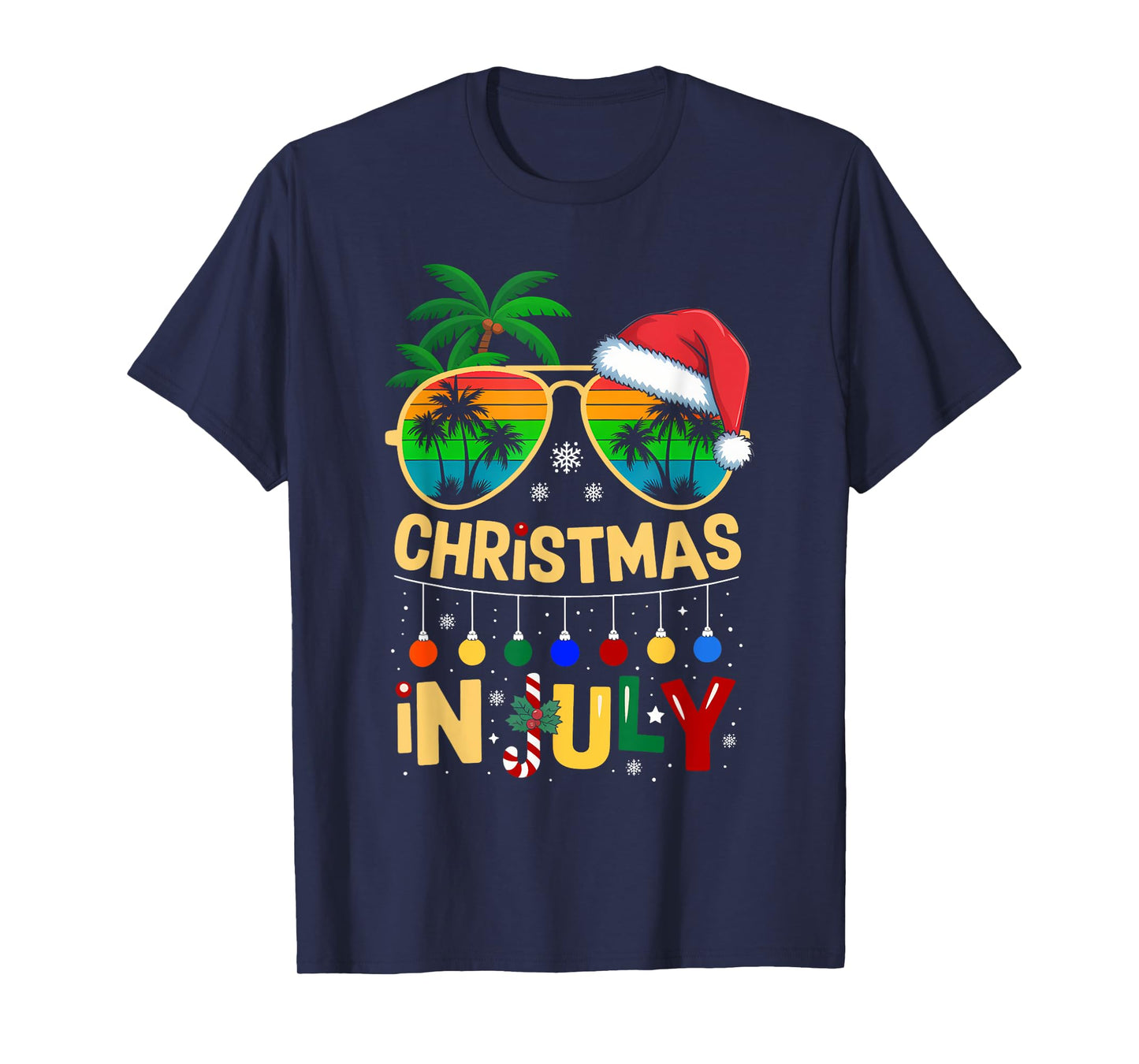 Christmas In July Sunglasses Beach Summer Santa T-Shirt