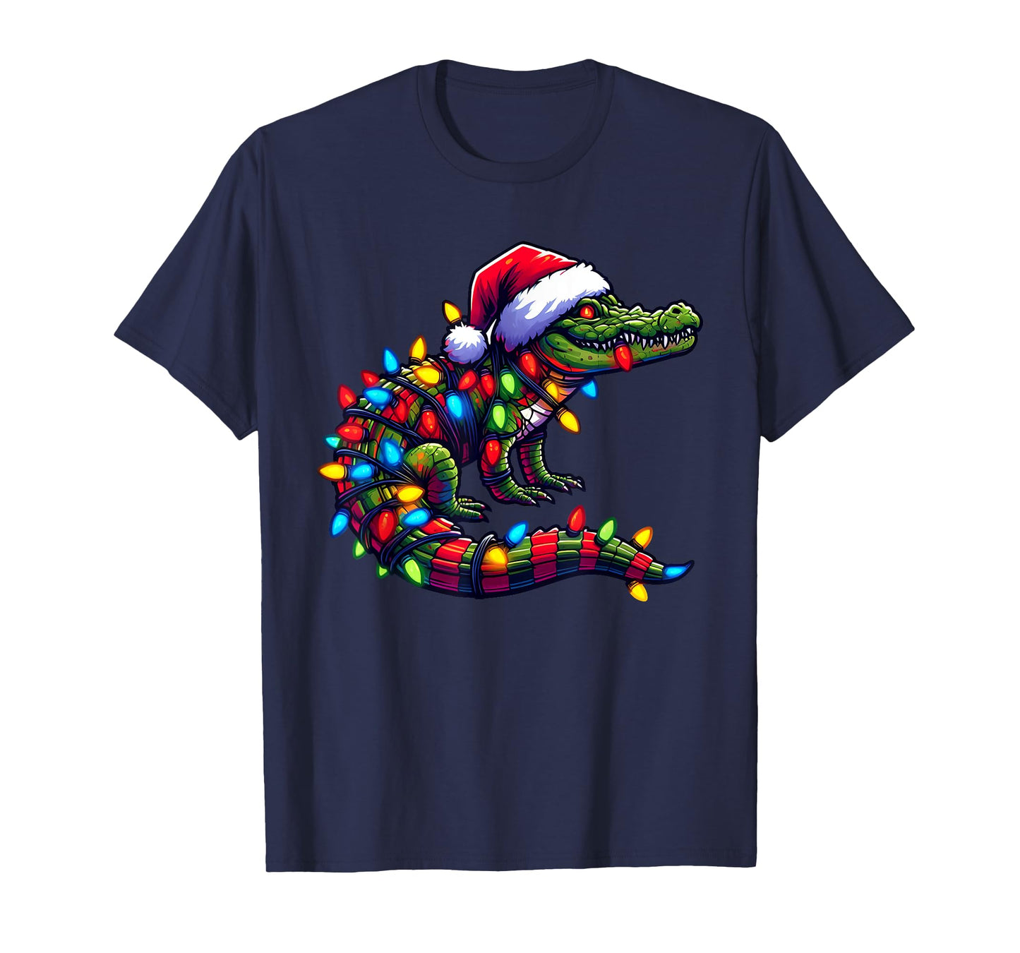 Alligator Santa Pajama Christmas Lights Xmas Toddler Kids T-Shirt