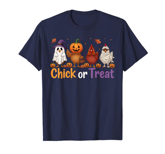 Chick Or Treat Halloween Witch Spooky Chicken Farmer T-Shirt