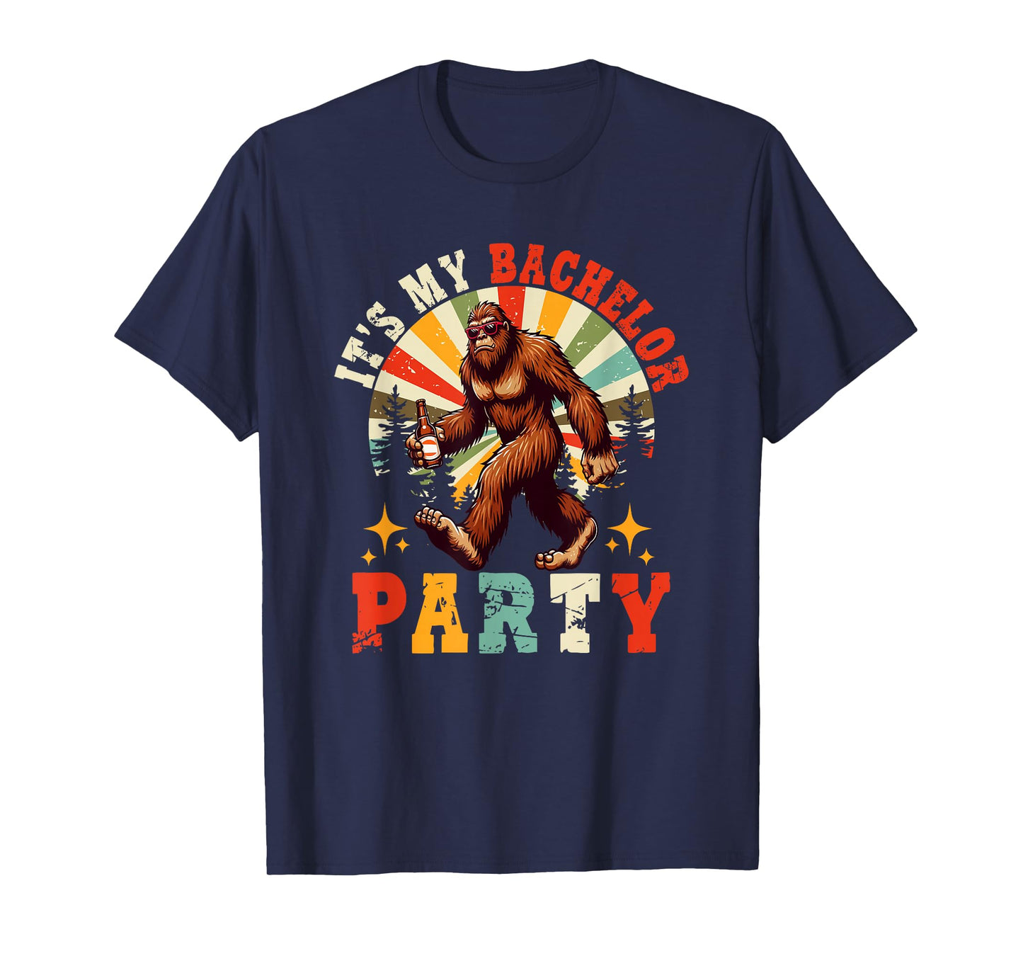 Vintage Retro It's My Bachelor Funny Party Beer Bigfoot T-Shirt