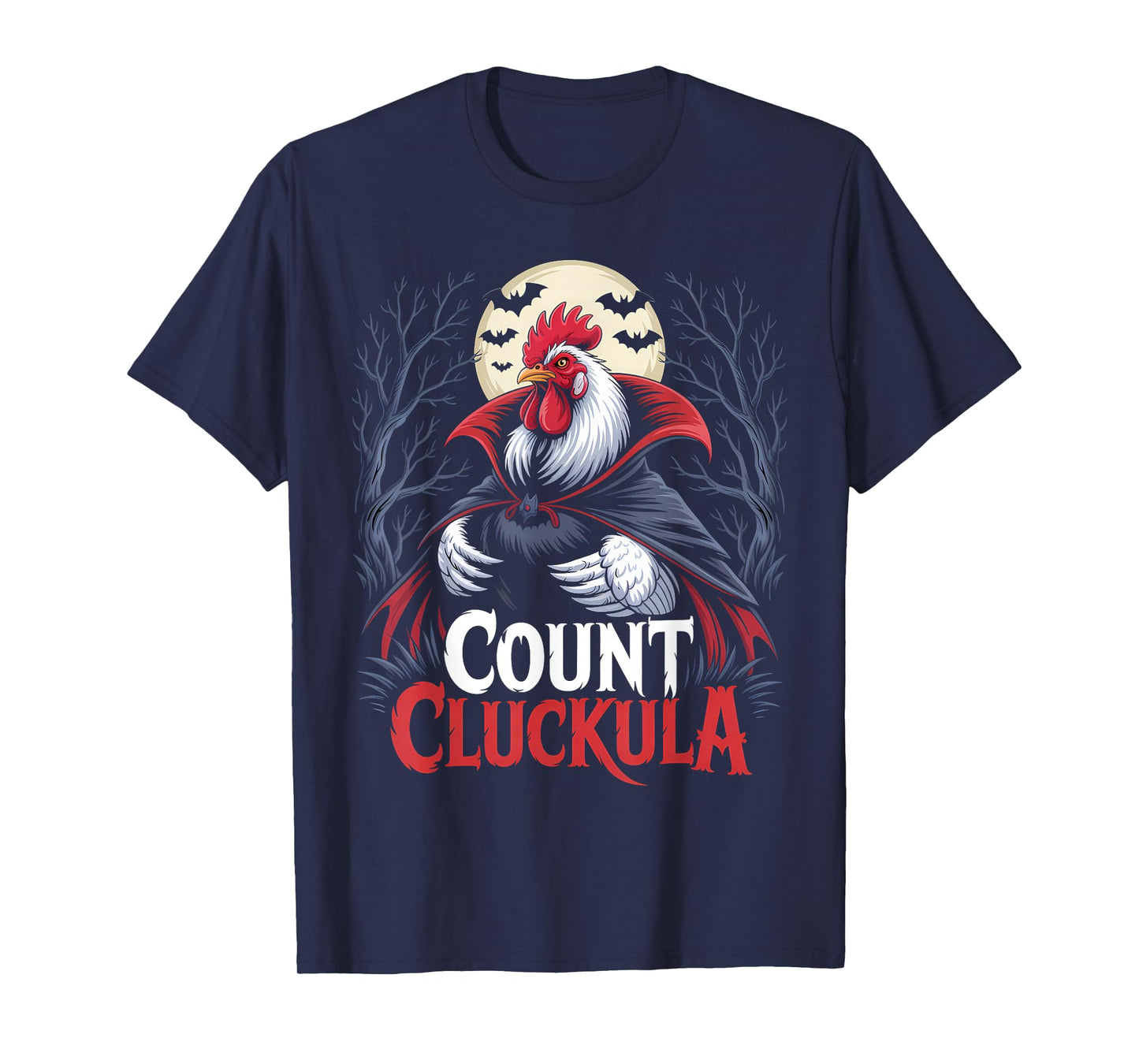 Rooster Count Cluckula Funny Halloween Vampire Farm Chicken T-Shirt