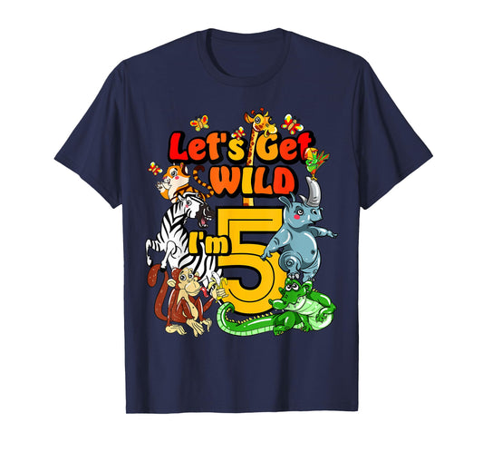 Kids 5 Year Old Zoo Birthday Shirt Safari Jungle Animal 5th T-Shirt