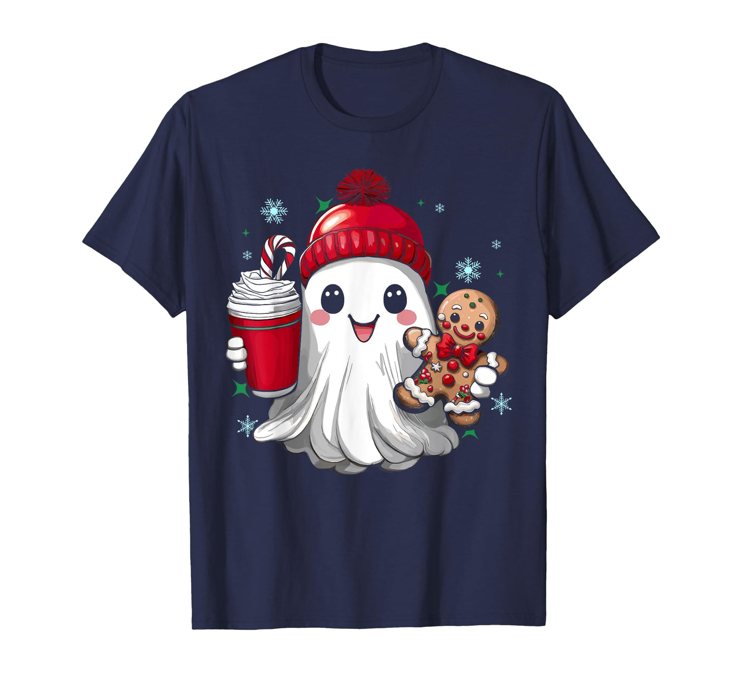 Cute Christmas Ghost Boujee Merry Christmas Gifts Women Kids T-Shirt