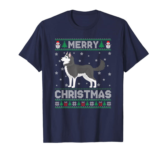 Siberian Husky Dog Men Women Kids Ugly Christmas Sweater T-Shirt