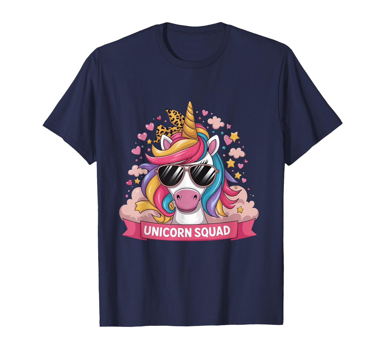Unicorn Squad - Graceful Unicorn with leopard Bandana Cute T-Shirt