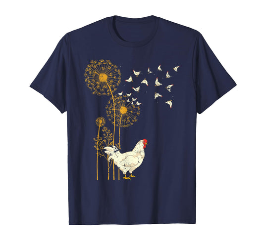 Farmer Poultry Bird Flower Farm Animal Dandelion Chicken T-Shirt