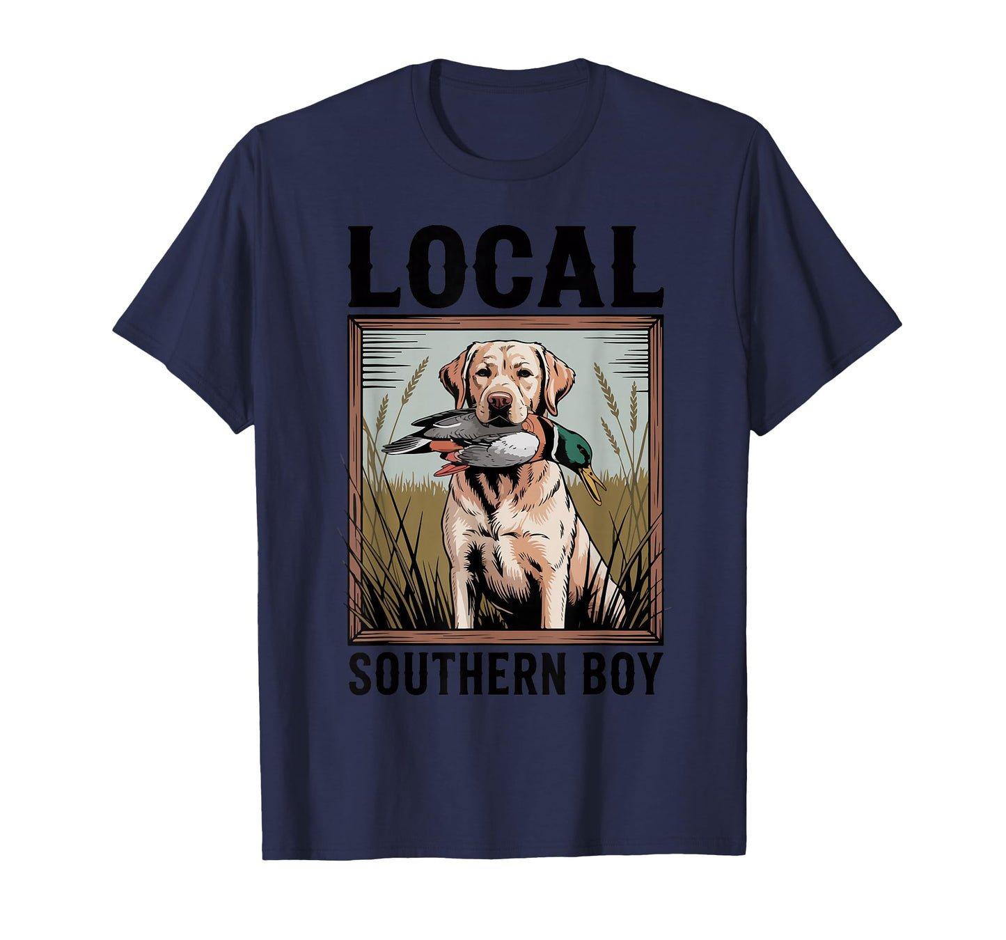 Local Southern Boy Yellow Lab Mallard Duck Hunting Dog Funny T-Shirt
