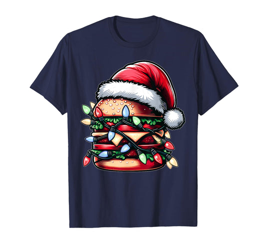 Burger Hamburger Christmas Hat Xmas T-Shirt