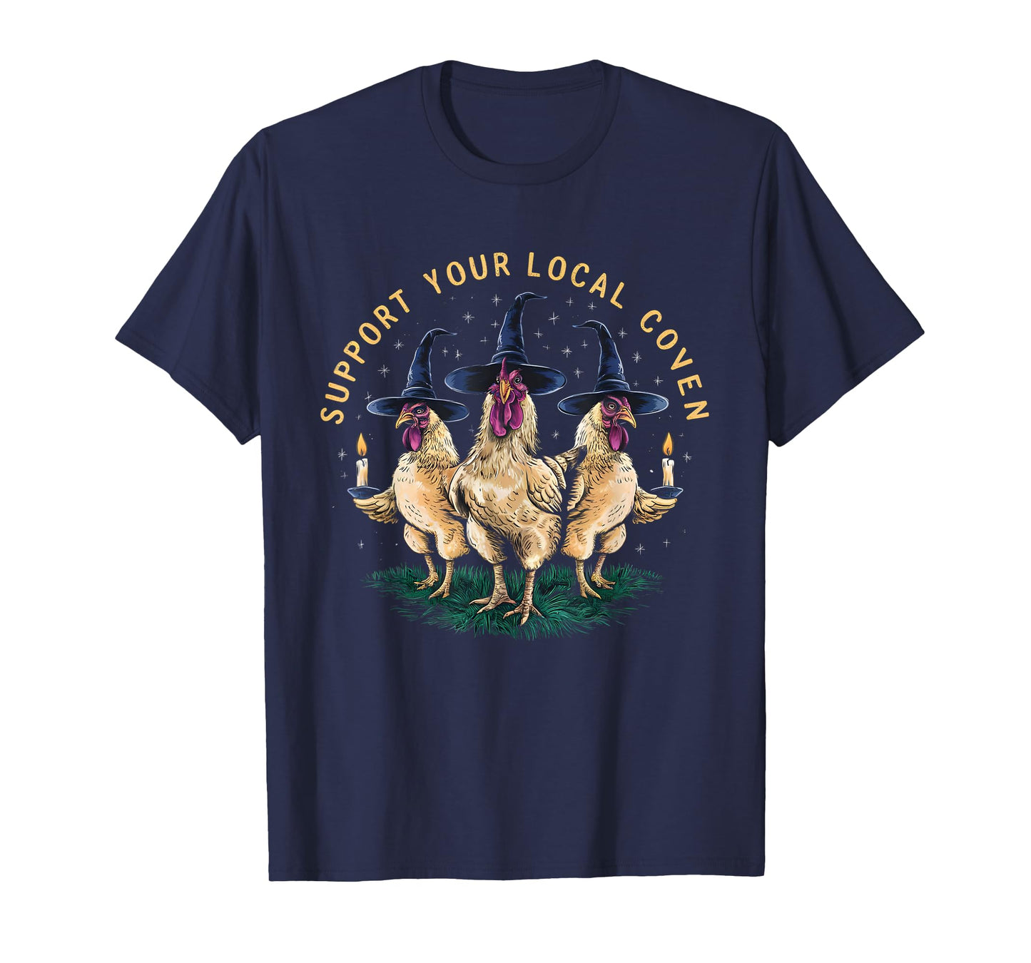 Support Your Local Coven Funny Farm Witch Chicken Halloween T-Shirt