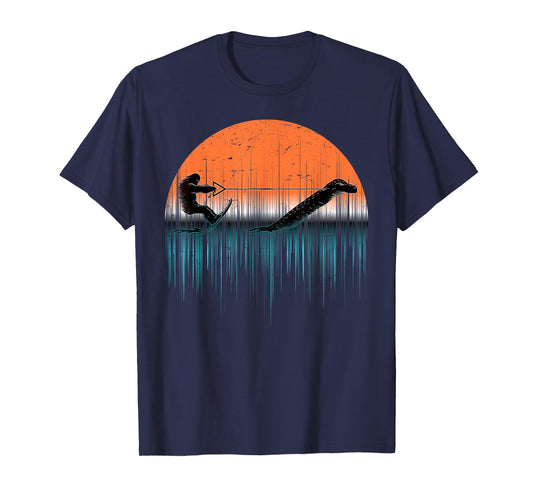 Cryptid Funny Bigfoot Water Skiing Loch Ness Monster Bigfoot T-Shirt