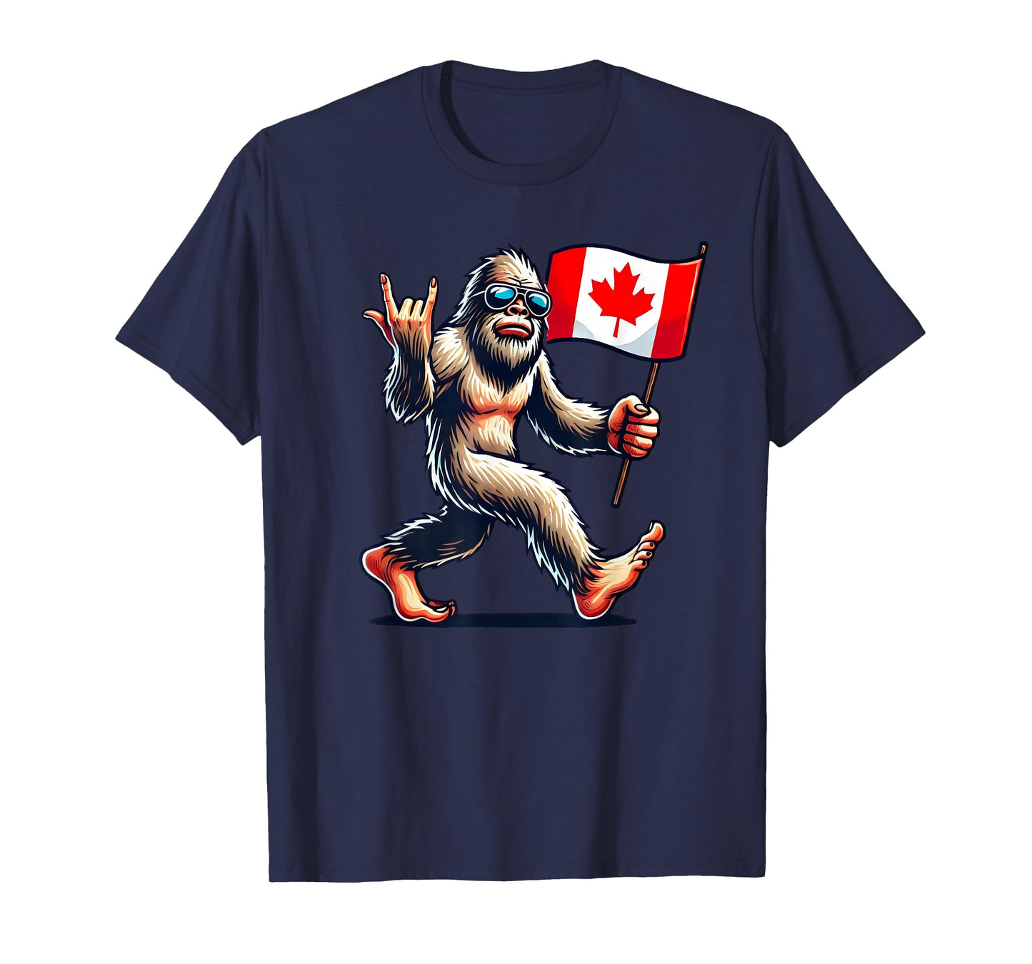Funny Canadian BigFoot, Rock'N Roll Canada Day, Maple Flag T-Shirt