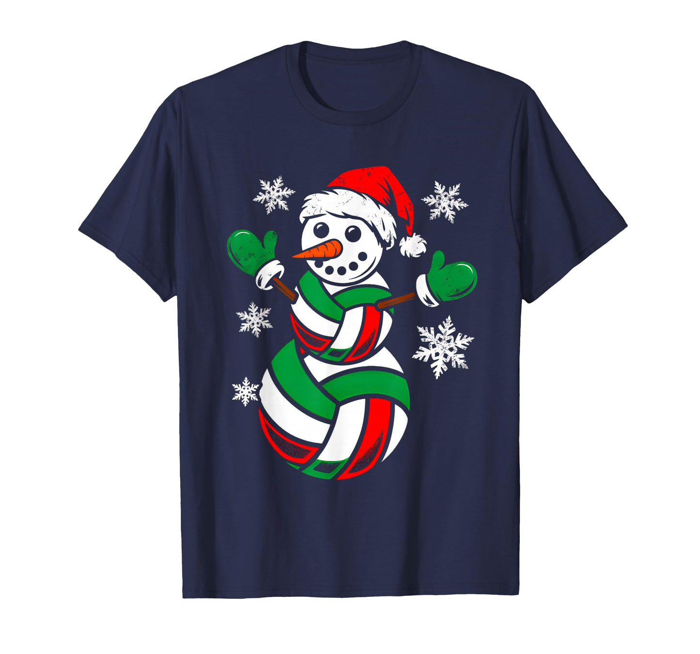 Volleyball Santa Hat Snowman Xmas Funny Volleyball Christmas T-Shirt