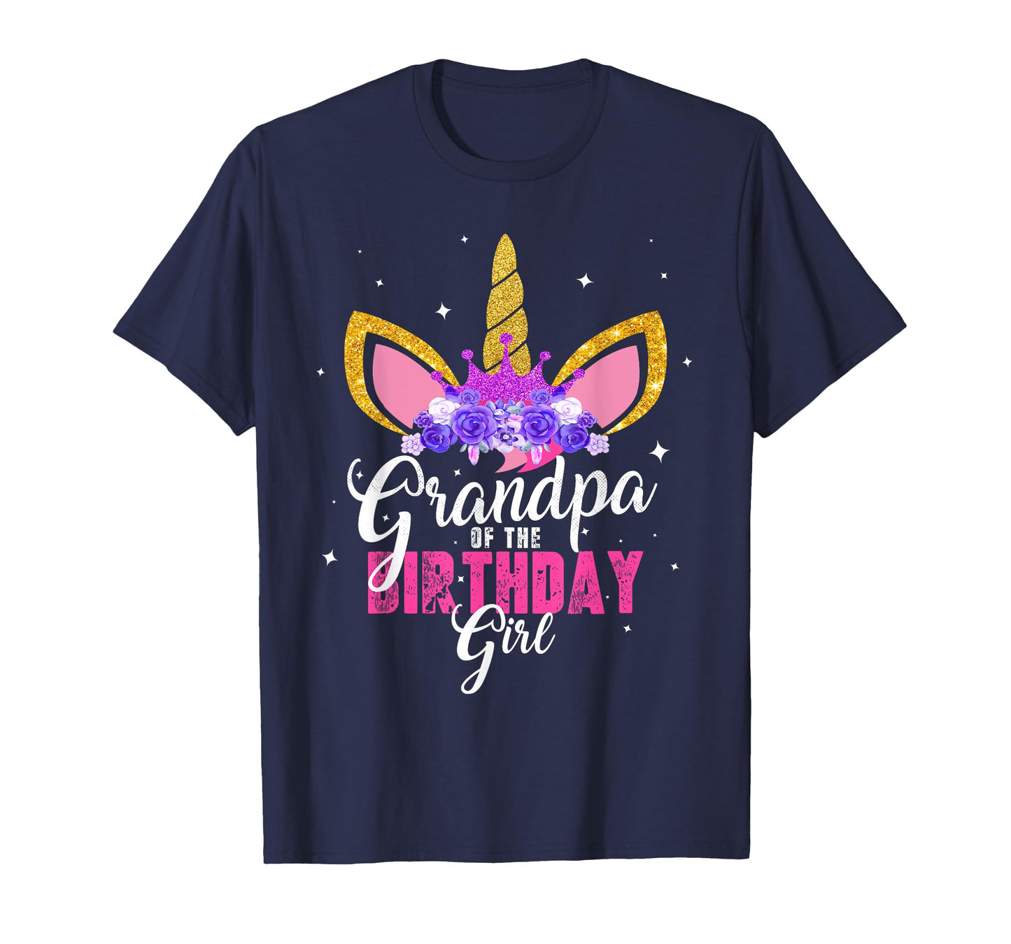 Grandpa Of The Birthday Girl Unicorn Princess Grandfather T-Shirt