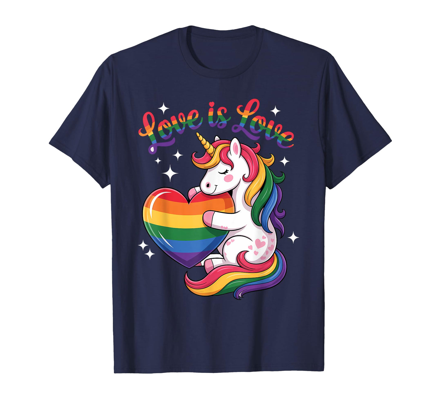 Cute LGBTQ Unicorn With Rainbow Love For Kids Gift T-Shirt