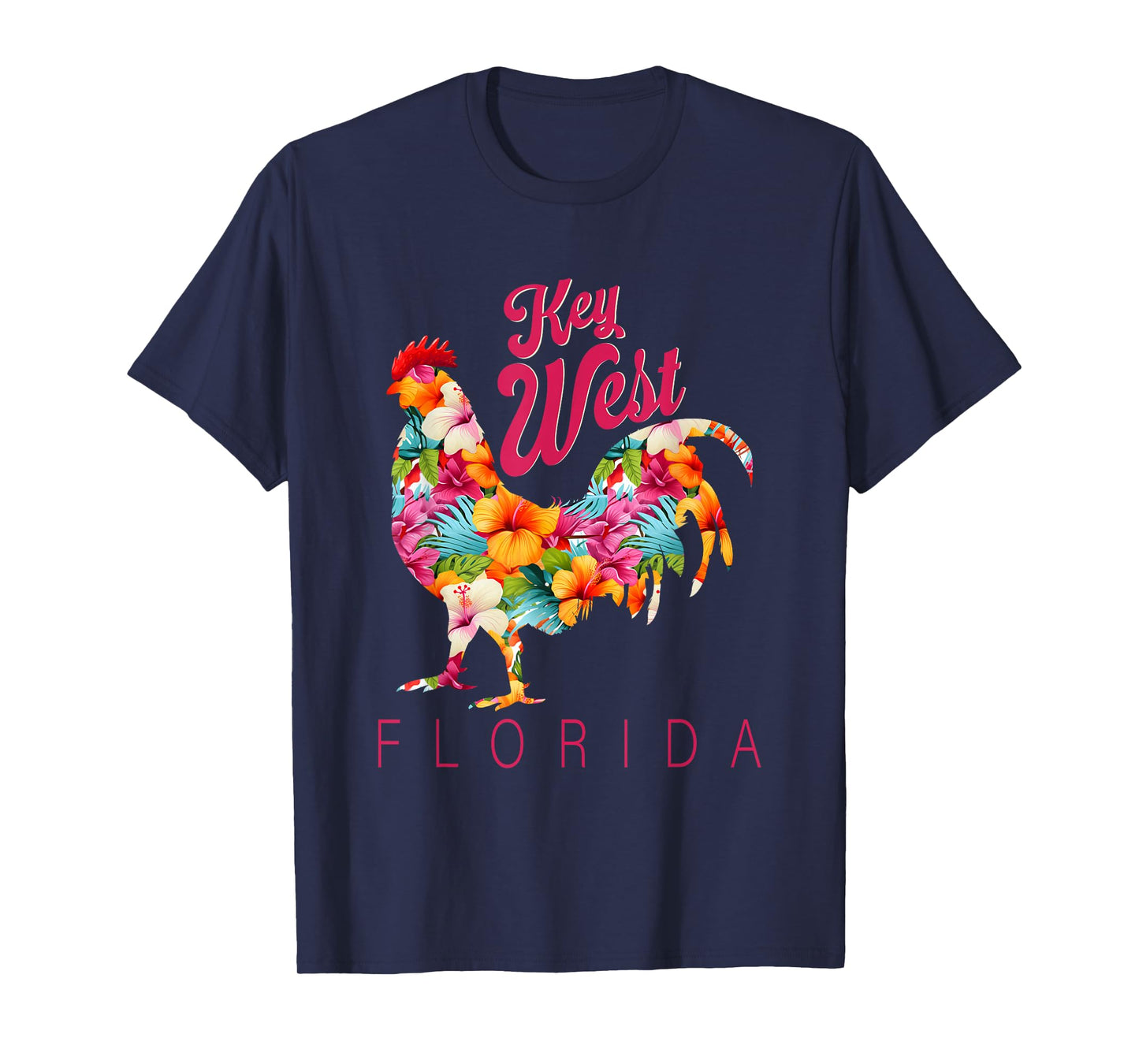 Key West Islands Florida Shirt Hibiscus Flower Chicken T-Shirt
