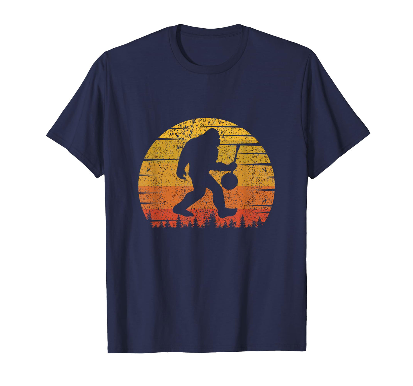 Vintage Retro Sunset Funny Bigfoot Banjo Player T-Shirt
