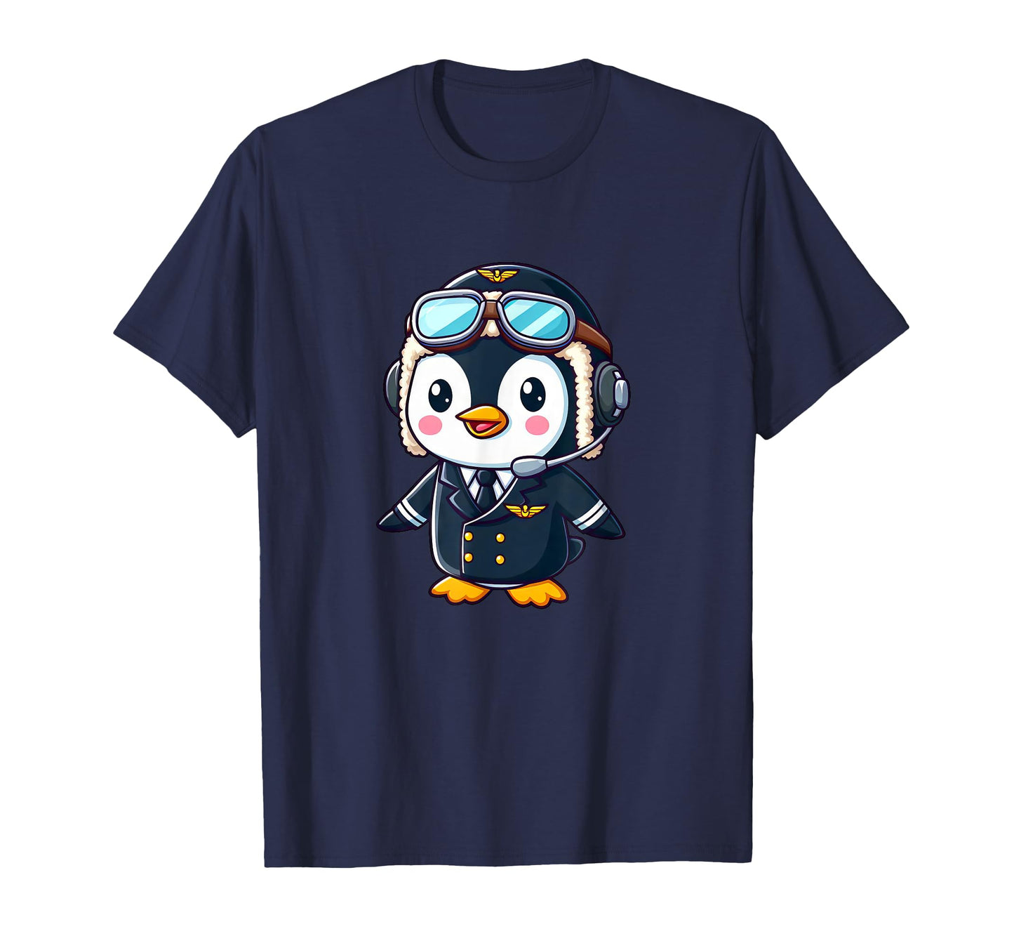 Penguin Cartoon Pilot Flying Airplane T-Shirt