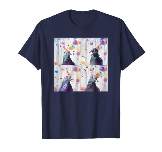 Bird Animal Photobooth Love Pigeons Men Women Kids Pigeon In Hat Party Pigeon Fancier Funny Birthday T-Shirt