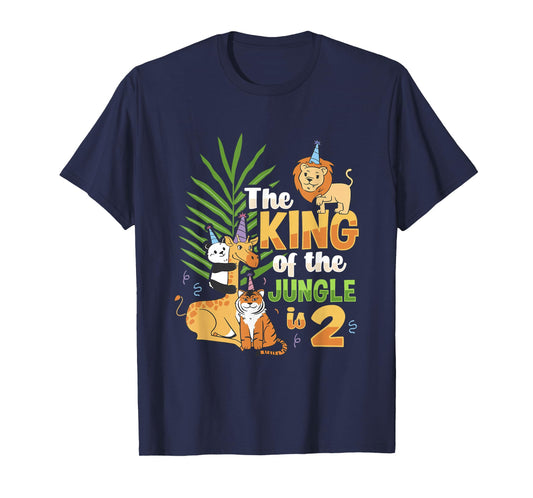 The king of the jungle is 2 Birthday Zoo Animal kids Design T-Shirt