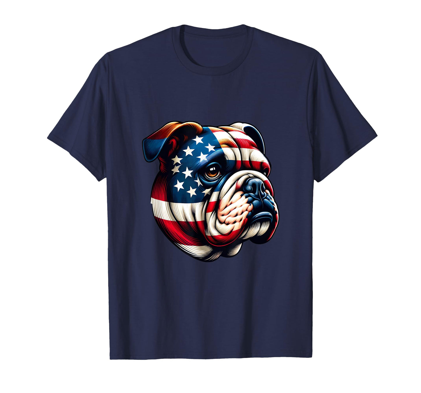 Patriotic English Bulldog Lover Owner Men American USA Flag T-Shirt