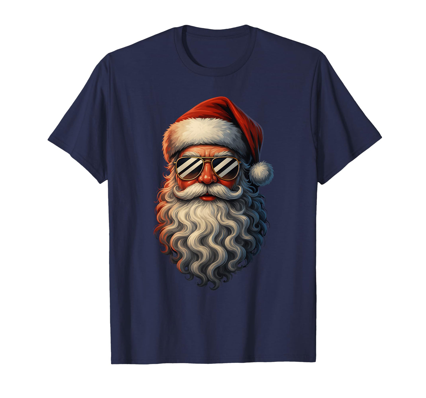 Retro Cool Sunglasses Santa Claus Face Christmas Men Boys T-Shirt