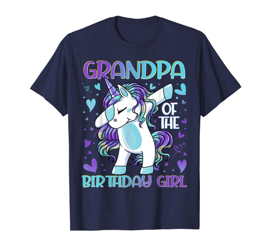 Grandpa of the Birthday Girl Dabbing Unicorn Grand Father T-Shirt