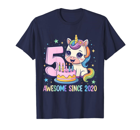 Kids Unicorn 5th Birthday 5 Year Old Unicorn Party Girls Outfit T-Shirt