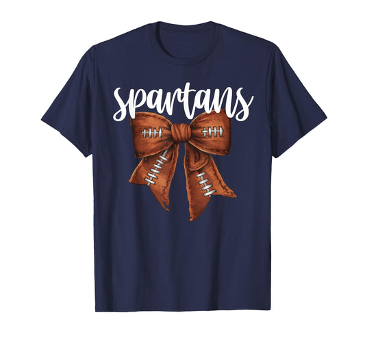 Spartans Football Bow School Spirit Team Mascot Game Night T-Shirt