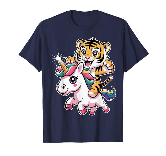 Cute Unicorn and Tiger Friendship T-Shirt