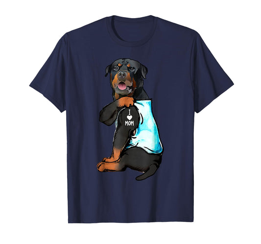 Rottweiler I Love Mom Tattoo T-Shirt