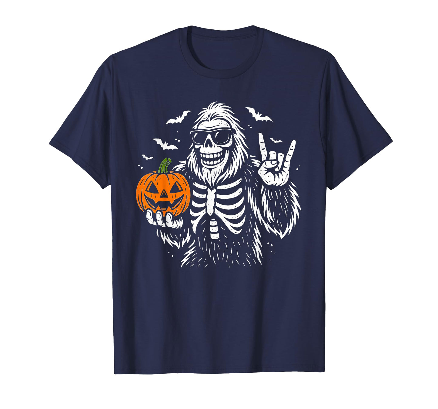 Spooky Bigfoot Goofy Skeleton Halloween Pumpkin Costume Men T-Shirt