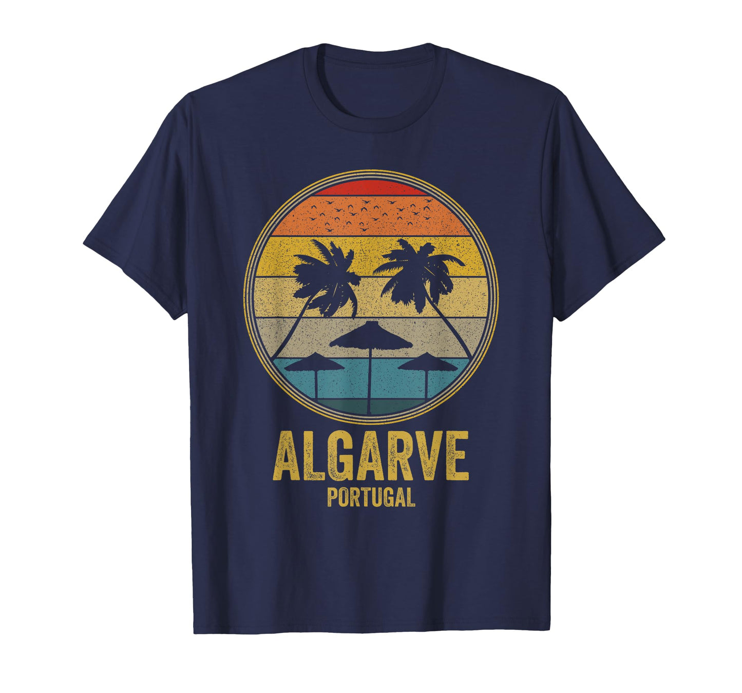 Algarve Portugal Retro Vintage Sunset 80s Beach Distressed Men Women T-Shirt