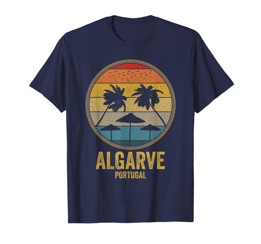 Algarve Portugal Retro Vintage Sunset 80s Beach Distressed Men Women T-Shirt