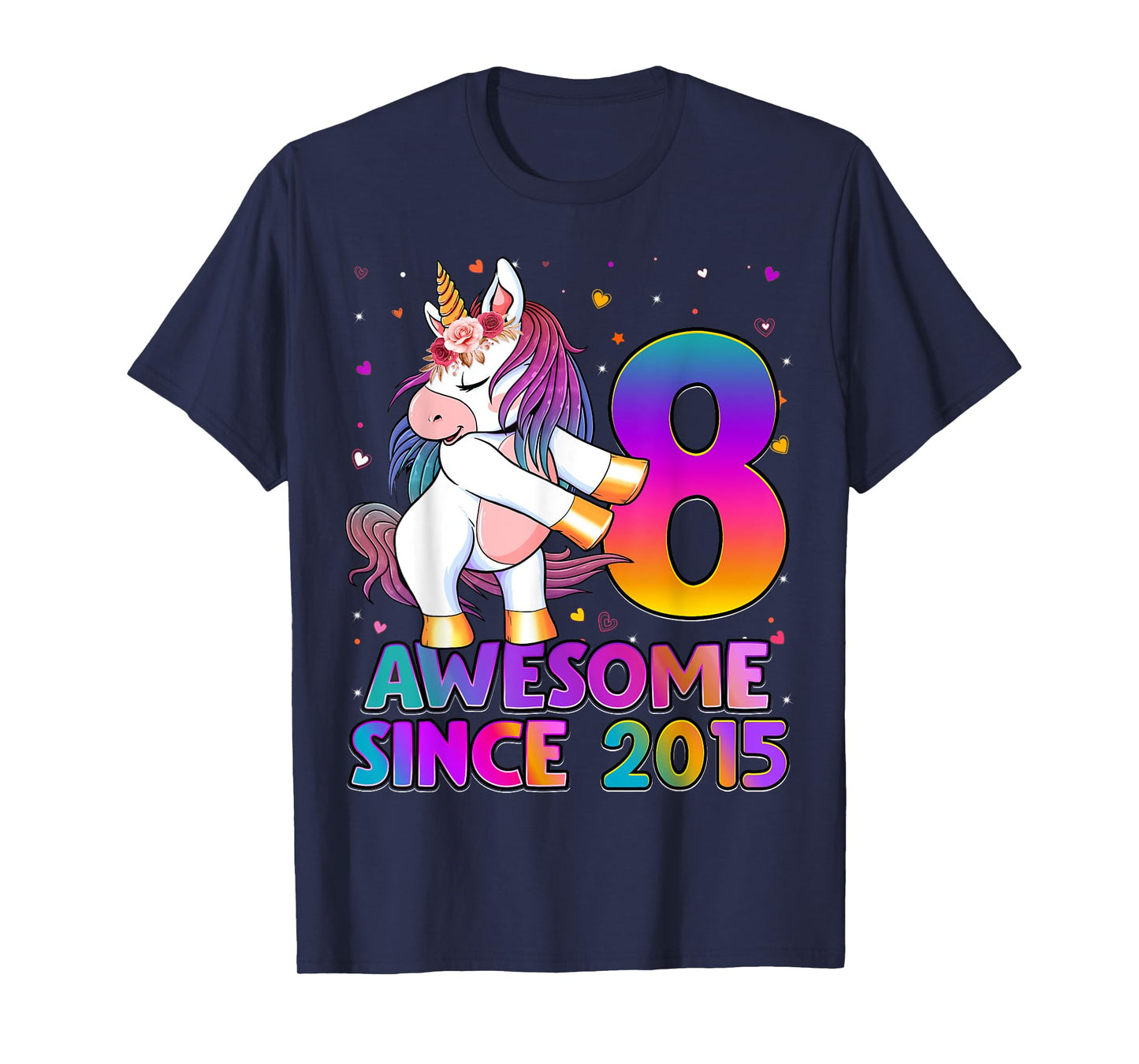 8 Years Old Unicorn Flossing 8th Birthday Girl Unicorn Party T-Shirt