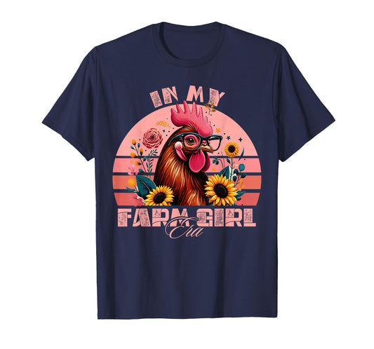 In My Farm Girl Era Cute Retro Chicken and Flowers Farm Life T-Shirt
