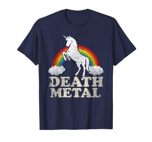 Funny Death Metal Unicorn and rainbow T-Shirt