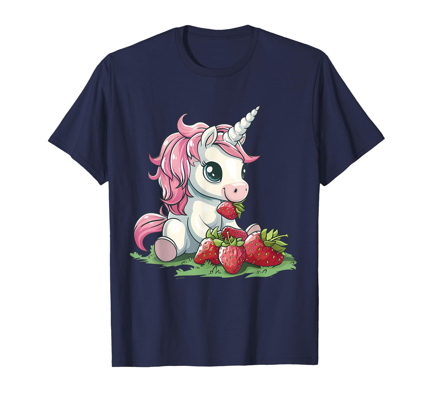 Strawberry Unicorn Cute Strawberries Drawing Motif T-Shirt