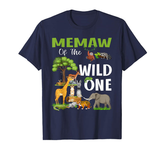 Memaw Of the Wild One Zoo Birthday 1st Safari Jungle T-Shirt