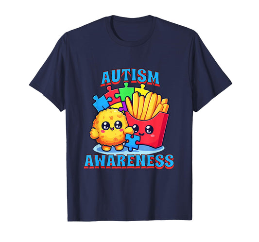 Chicken Nugget and French Fries Autism Awareness T-Shirt