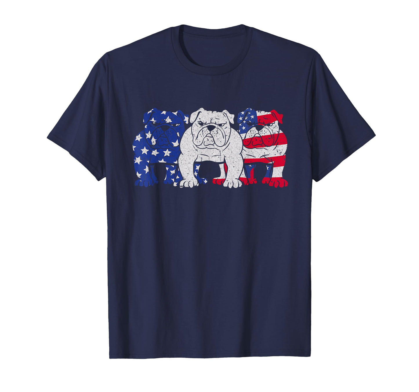 English Bulldog Dog American Flag Puppy Lover 4th of July T-Shirt