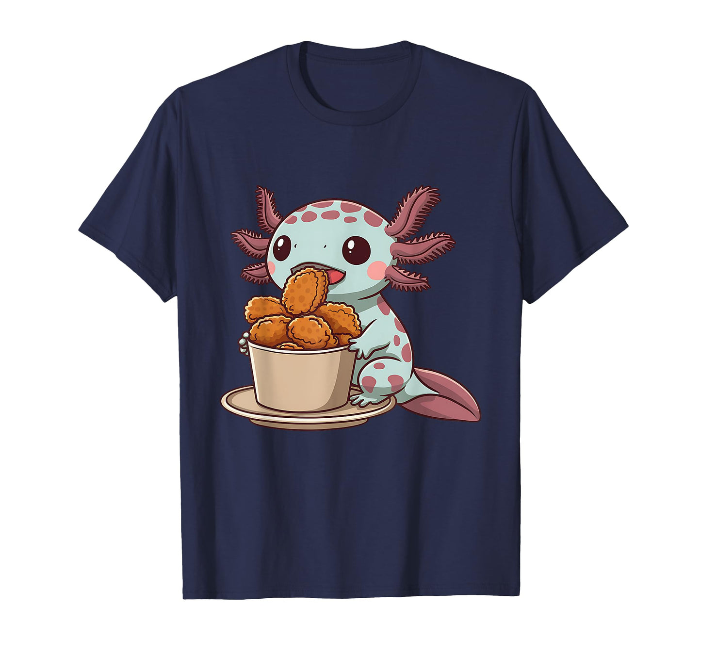 Cute Axolotl Kawaii Animal Lover Print Unisex-Adults and Kids T-Shirt Black Small Modern Cartoon Animal Themed T-Shirt